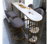 Table de bar avec dessus en imitation marbre et cadre en métal pour café, salle à manger, îlot de cuisine ou cloison de séparation