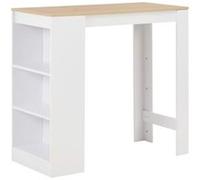 Table de bar avec étagère Blanc 110x50x103 cm Blanc avec dessus de table naturel G