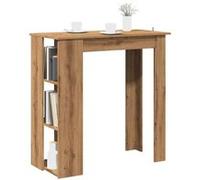 vidaXL Table de bar 856761 chêne artisanal en bois d'ingénierie avec étagère Marron