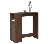 Table de bar avec étagère en chêne marron 101 x 40 x 103,5 cm, en matériau dérivé du bois, idéale comme table à manger ou table de cuisine pour des tours conviviaux
