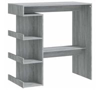 Table de bar avec étagère Gris Sonoma 100 x 50 x 101,5 cm | 3 étagères, stable, facile d'entretien, avec repose-pieds, idéal pour les petites pièces
