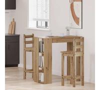 Table De Bar Vidaxl Avec Étagère - Chêne Noir, 102x50x103,5 Cm, Fabriquée En Bois Reconstitué Noir