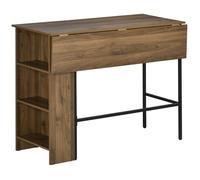 Table de bar avec rangement HOMCOM Table Bistrot Ilot central plateau latéral rabattable et 3 étagères - 120 x 76 x 91,4 cm