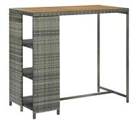 vidaXL Table de bar avec rangement Résine tressée 120x60x110 cm Gris