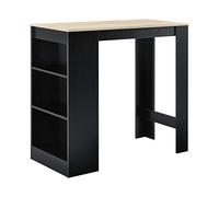 Table de Bar avec Rangement Table Bistro Haut avec 3 Étagères Panneaux de Particules 110 x 50 x 103 cm Noir et Chêne