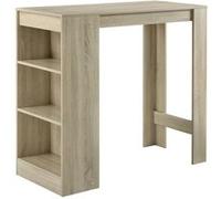 Table de Bar avec Rangement Table Bistro Haut avec 3 Étagères Panneaux de Particules 110 x 50 x 103 cm Effet Chêne [en.casa] Effet Chêne G