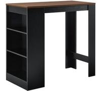 Table de Bar avec Rangement Table Bistro Haut avec 3 Étagères Panneaux de Particules 110 x 50 x 103 cm Noir et Effet Noyer [en.casa] Noir Effet Noyer G