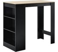 Table de Bar avec Rangement Table Bistro Haut avec 3 Étagères Panneaux de Particules 110 x 50 x 103 cm Noir et Chêne [en.casa] Noir Effet chêne G