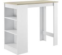 Table de Bar avec Rangement Table Bistro Haut avec 3 Étagères Panneaux de Particules 110 x 50 x 103 cm Blanc et Chêne [en.casa] Blanc Effet Chêne G