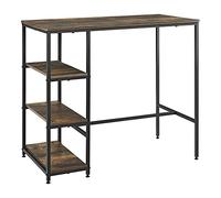 Table de Bar avec Rangement Table de Bistrot avec 3 Étagères Structure Solide en Acier Laqué Panneau de Particules 100 x 109 x 60 cm Noir Effet Bois Foncé