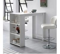 Table de bar avec rangements 120x60x108 cm blanc