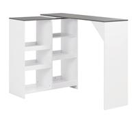 Table de Bar avec Tablette Amovible Bistro Pub Cuisine Intérieur Blanc vidaXL