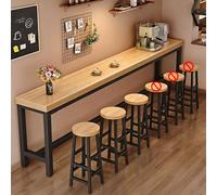 Table de Bar avec Tabouret, Table de Comptoir Étroite à Hauteur de Bar, Table de Pub Industrielle de Ferme, Tables de Bar Hautes en Bois avec Cadre en Métal Robuste(Natural,160cm/63in-3 Chairs)
