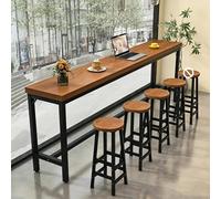 Table de Bar avec Tabouret, Table de Comptoir Étroite à Hauteur de Bar, Table de Pub Industrielle de Ferme, Tables de Bar Hautes en Bois avec Cadre en Métal Robuste(Brown,180cm/70.9in-4 Chairs)
