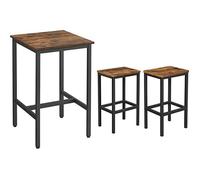 VASAGLE Ensemble Table de Bar avec Tabourets, Table à Manger avec 2 Chaises, Petite Table de Cuisine, Chaises de Bar, pour Salle à Manger, Cuisine, Marron Rustique et Noir d'encre LBT017B01