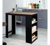 Table De Bar Barth 2 À 4 Personnes Bois Noir Et Plateau Imitation Hêtre Noir