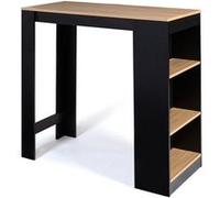 IDMarket Table de bar Barth – 2 à 4 personnes, bois noir, plateau façon hêtre