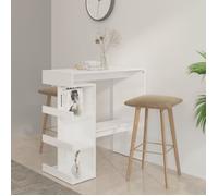 Table de bar - Blanc - 100x50x101,5cm - Bois d'ingénierie - 2 places - Design contemporain