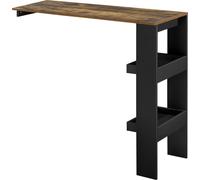 Table de bar Bromölla 120 x 45 x 106 Table haute pour montage mural avec étagères Noir/Chêne foncé