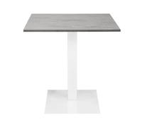 Table de bar carrée avec base centrale en métal et plateau stratifié résistant - idéal pour les locaux, restaurants, pubs, usage intérieur ou extérieur couvert (Gamba Bianca, Béton, 70 x 70)