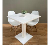 Table de bar carrée avec pied central 60/70/80 cm couleurs assorties (COCO VANILLE-BLANC, 60x60)