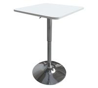 Happy Garden Table de bar Luke carrée blanche avec pied chromé réglable en hauteur