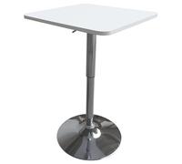 Happy Garden Table de bar Luke carrée blanche avec pied chromé réglable en hauteur