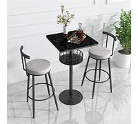 Table de bar carrée en marbre de 54,9 cm - Base moderne en fer forgé - Facile à assembler - Pour réceptions, événements d'affaires, mariages - Solution de rangement élégante