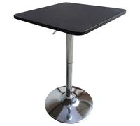 Happy Garden Table de bar Luke – carrée, réglable en hauteur, noire avec pied chromé