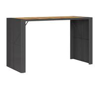 vidaXL Table de bar de jardin et dessus en bois d'acacia noir résine tressée, table d'extérieur, table à manger de jardin, 368700
