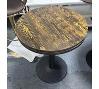 Table de Bar Dîner Repas Restaurant Maison Intérieur MDF avec Un Seul Pied, Fer + Panneau de Bois -60 * 60 * 72cm- Couleur Imitation Bois