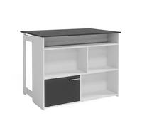 Table de bar Dominic, 116x37cm 4x compartiments ouverts et 1x porte, Anthracite/Blanc, Vicco 41515