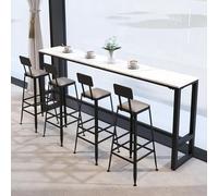 Table de bar élégante en ardoise avec dessus en imitation marbre et base en fer noir, design moderne à tréteaux pour bar, salle à manger, canapé, console de cuisine ou table basse, pas besoin de