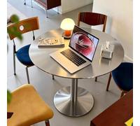 Table de Bar en Acier Inoxydable, Petite Table Ronde de Bureau, Tables de café en Plein air faciles à Nettoyer pour café, Maison, Bureau, pub, Restaurant(70x70x105cm)