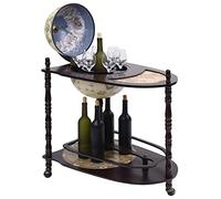 Table de bar en bois d'eucalyptus vert avec roulettes, 70 x 45 x 88 cm, minibar avec peinture Renaissance, porte-bouteilles et porte-verres, idéale pour salon, cuisine et salle de fête