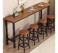 Table de bar en bois massif avec cadre en métal, idéale pour la maison, le restaurant et le bar, table de pub pour cuisine, table haute rustique pour salle de petit-déjeuner, chaises non incluses