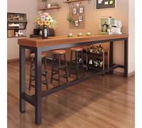 Table de bar en bois massif avec solution de salle à manger en métal pour la maison et le bar, idéale pour recevoir des invités et améliorer la décoration