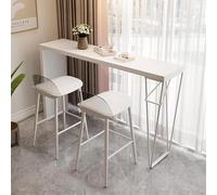 Table de bar en bois massif - Table basse étroite pour les petits espaces, idéale pour les balcons et les cafés, finition blanche,