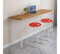 Table de bar en bois massif - Table de salle à manger rectangulaire étroite avec bords vivants et plateau en chêne spacieux pour cuisine et maison 120 x 35 x 100 cm, pieds noirs