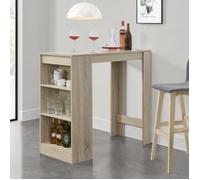 [en.casa] Table de Bar Haute avec Rangement Table Bistro Élégant avec 3 Étagères Mange Debout pour Petits Espaces Cuisine Salon Bureau Panneaux de Particules 110 x 50 x 103 cm Effet Chêne