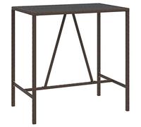 vidaXL Table de bar et dessus en verre marron 110x70x110 cm poly rotin 362587