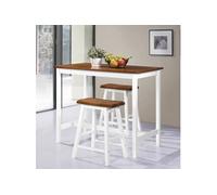 vidaXL Table de bar et tabouret 3 pcs Bois massif Brun G
