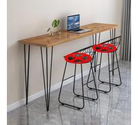 Table de bar étroite longue et haute en bois massif - Table de bar rectangulaire - Table de bar créative à bord vivant - Table de salle à manger spacieuse pour cuisine, salle à manger, table basse