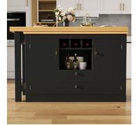 Table de bar extensible avec fonction de rotation à 360° et espaces de rangement longueur réglable entre 120 et 180 cm noir