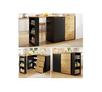 Table de bar extensible avec rangement (138-204×39×104 cm), bar pivotant à 360°, îlot de cuisine/bistro