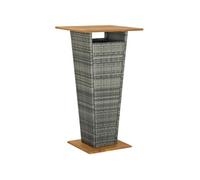 Table de bar Gris 60x60x110 cm Résine tressée et bois d acacia