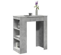 Table de bar, gris béton, avec 3 compartiments, 95 x 47 x 103,5 cm, en matériau dérivé du bois, durable pour cuisine, salle à manger, salon, idéale pour les réunions intimes