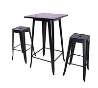 Table de Bar Haute en Bois et Métal,pour Maison Pub Bistro, Cocktail à Manger pour Cuisine Restaurant Patio,Table de Bistrot Tendance au Design Industriel,pour 2 à 4 Personnes-60 * 60 * 110cm