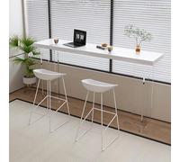 Table de bar haute et étroite en bois massif blanc avec base en acrylique, table de salle à manger de cuisine à hauteur de comptoir industrielle, table de bar rectangulaire moderne, sans tabourets(160