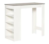 Table de bar - HOMCOM - 2 personnes - 4 étagères ouvertes - panneau de particules - 115x50x102,7cm - blanc et gris